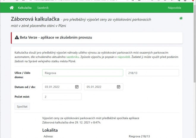​Nová aplikace Plzně spočítá, kolik bude stát zábor parkovacích míst