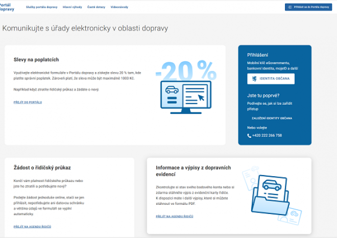 ​Portál dopravy je jednoduše dostupný na doprava.gov.cz