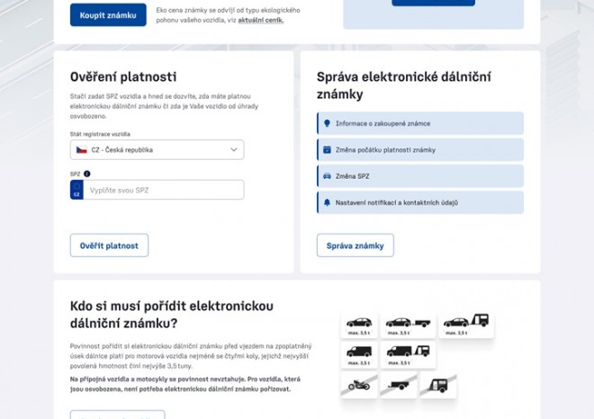 ​Státní e-shop pro nákup dálničních známek přešel na doménu edalnice.gov.cz