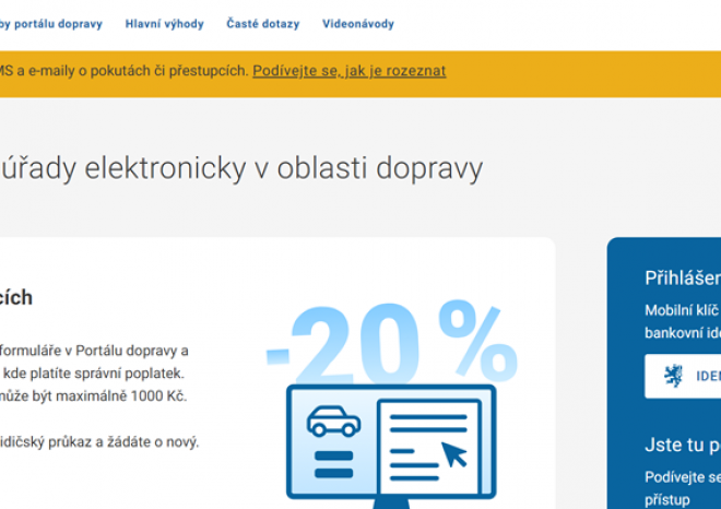 ​Ministerstvo dopravy varuje před podvodnými SMS zprávami i weby, které se vydávají za Portál dopravy