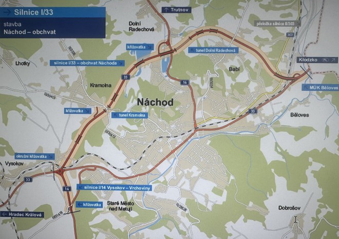 ​ŘSD vypsalo tendr na stavbu obchvatu Náchoda za 4,05 miliardy korun
